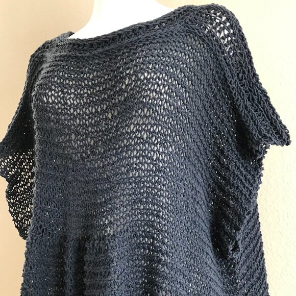 NEW Handmade Cotton Slip-on, Two-Toned Denim, Poncho Tunic - Picture 4 of 8
